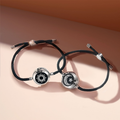 Sun & Moon Snake Chain Smart Couple Bracelets – Long-Distance Touch, Vibration & Light-Up Jewelry