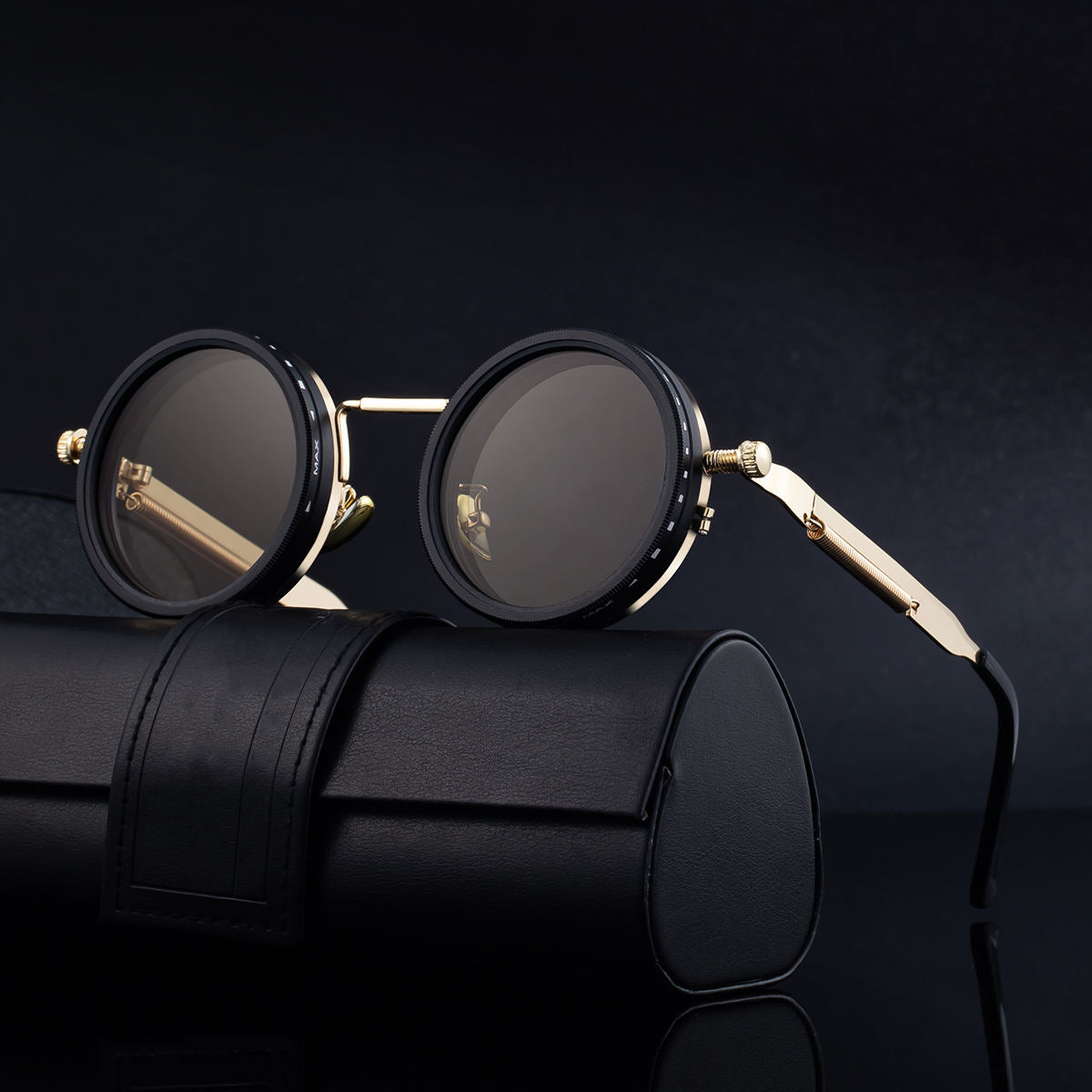 Retro Round Steampunk Polarized Sunglasses – BY-8126 Vintage Metal Frame UV400 Shades for Men & Women