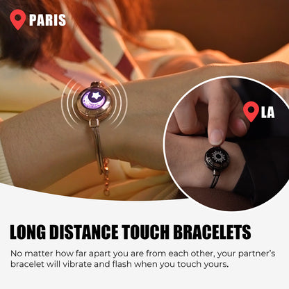 Sun & Moon Snake Chain Smart Couple Bracelets – Long-Distance Touch, Vibration & Light-Up Jewelry