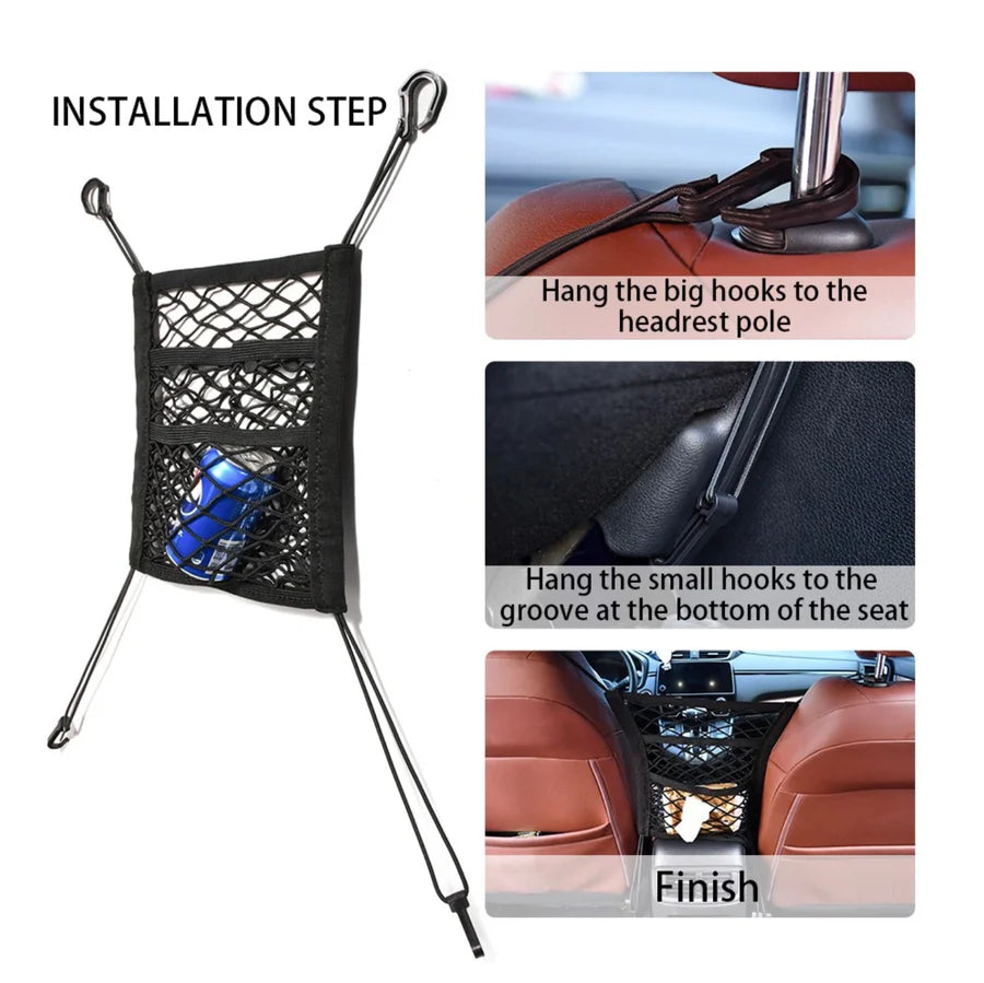 3 Layer Seat Storage Net & Barrier For Car Organizer